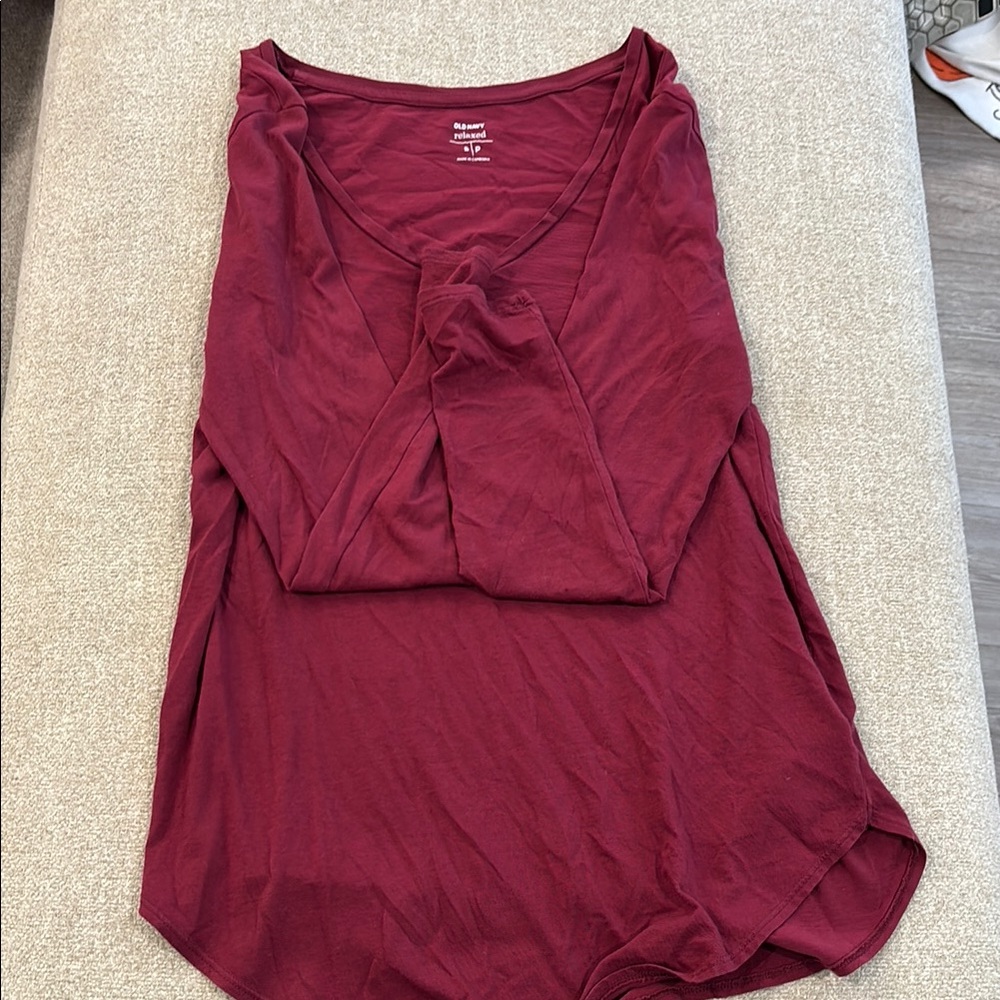 Old Navy Maroon Relaxed Fit Tee